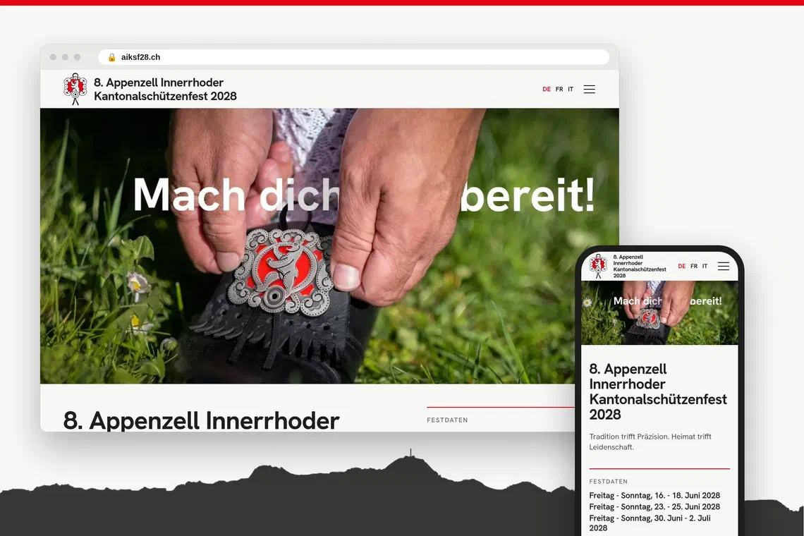 Die Startseite von aiksf28.ch im Browser und auf dem Smartphone